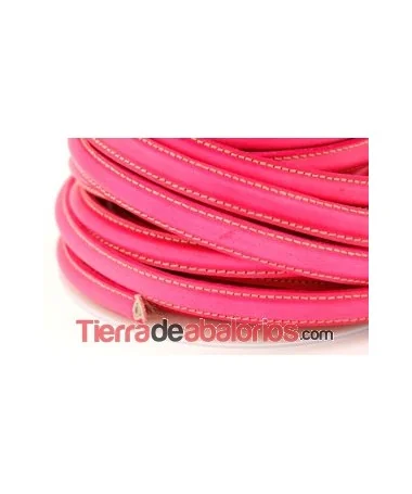 Cuero Media Caña 10x5mm con Hueco 3mm, Fresa Fluorescente