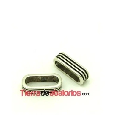 Entrepieza Doble Regaliz 26x8mm Agujero 20x7mm, Plateada Entrepieza Doblre Regaliz 26x8mm Agujero 20x7mm, Plateada