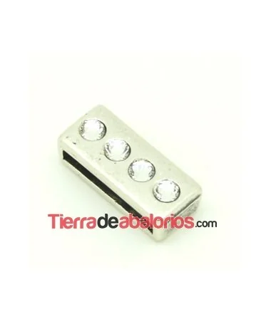 Pasador 23x10mm Agujero 20x3mm con Swarovski, Plateado