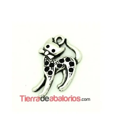 Colgante Gato de 28x16mm con Anilla, Plateado