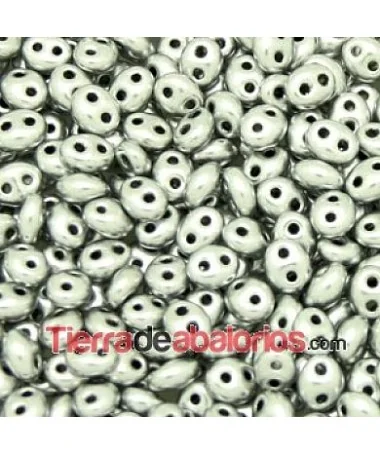 Twin Bead 2,5x5mm Silver Satin Twin Bead 2,5x5mm Silver Satin