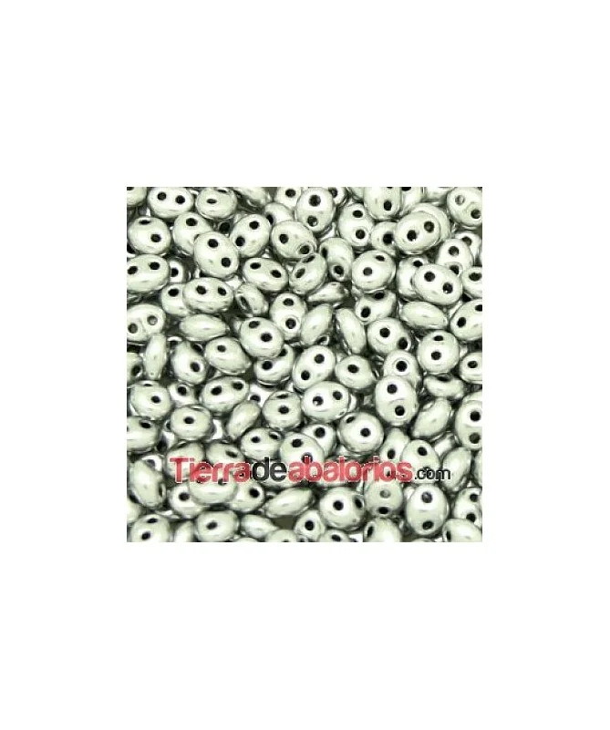 Twin Bead 2,5x5mm Silver Satin