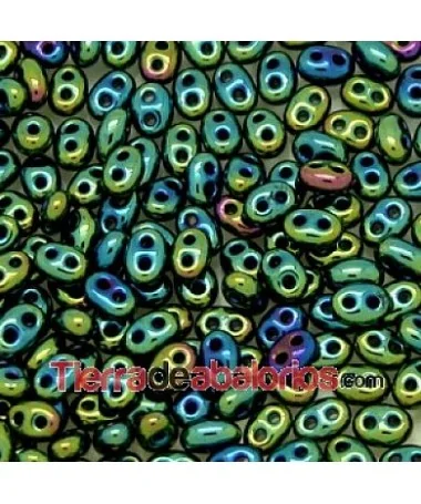 Twin Bead 2,5x5mm Verde Irisado Twin Bead 2,5x5mm Verde Irisado