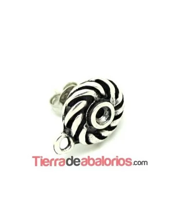 Pendiente Redondo 13mm Para Chaton PP30, Plata Vieja