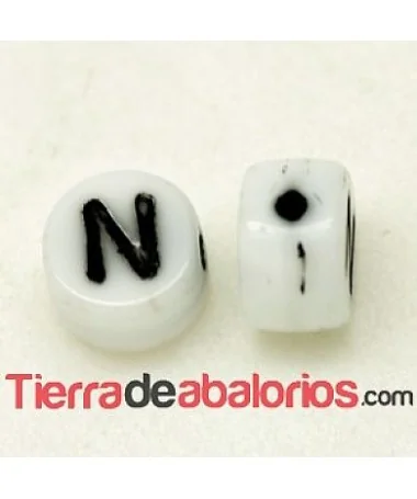 Entrepieza Moneda 6x4mm Agujero 0,9mm Letra N