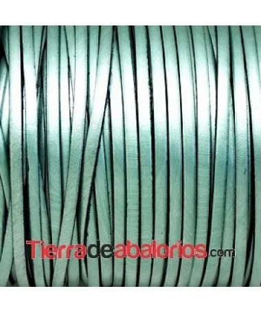 Cuero Plano Vaquetilla 5x2mm - Verde Metalizado