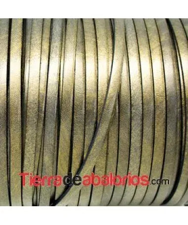 Cuero Plano Vaquetilla 5x2mm - Bronce Metalizado Cuero Plano Vaquetilla 5x2mm - Bronce Metalizado