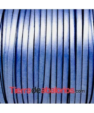 Cuero Plano Vaquetilla 5x2mm - Azul Metalizado