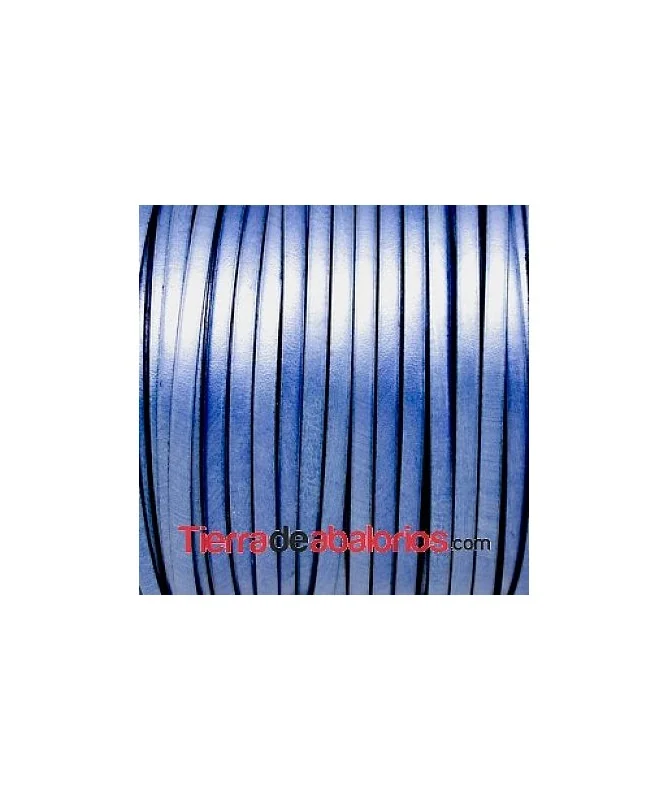 Cuero Plano Vaquetilla 5x2mm - Azul Metalizado