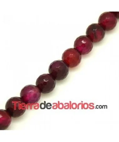 Agata Bola Facetada 10mm Agujero 1mm, Magenta Agata Bola Facetada 10mm Agujero 1mm, Magenta