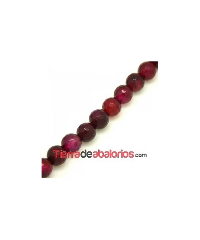Agata Bola Facetada 10mm Agujero 1mm, Magenta