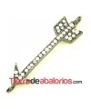 Conector Flecha Curvada 53x13mm con Strass, Hematite