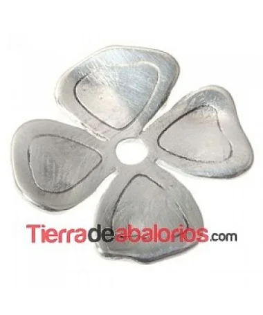 Adorno Flor 30x30mm Agujero 3,5mm, Plateado Adorno Flor 30x30mm Agujero 3,5mm, Plateado