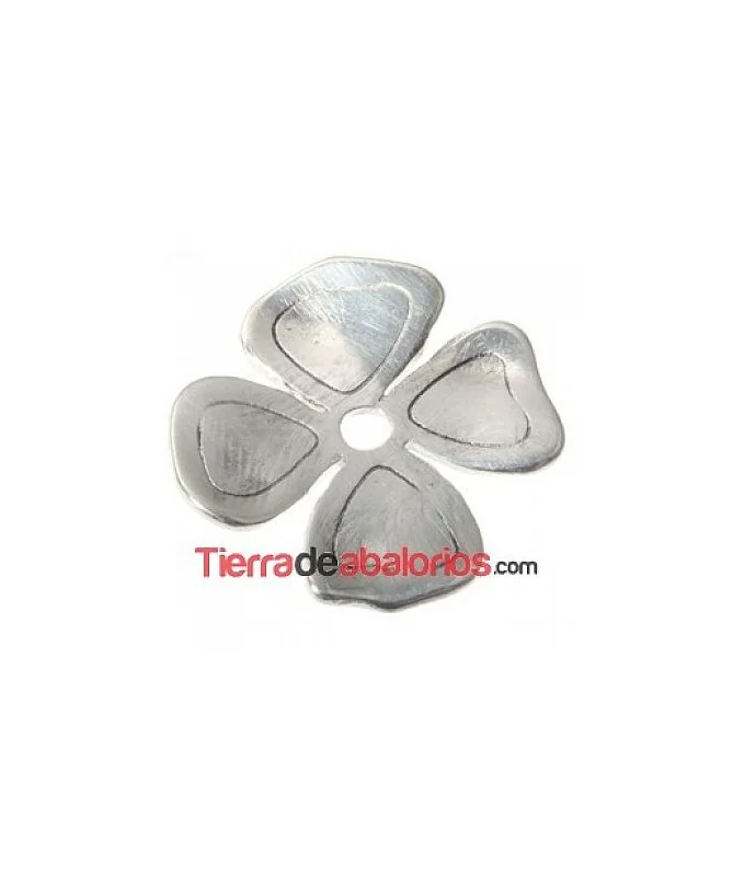 Adorno Flor 30x30mm Agujero 3,5mm, Plateado