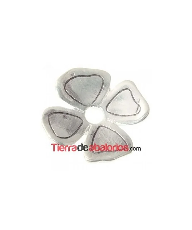 Adorno Flor 22x22mm Agujero 3,5mm Plateado