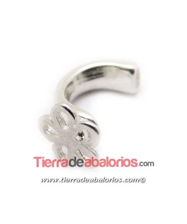 Base para Anillo con Flor 25x14mm Agujero 5x2mm, Plateado Base para Anillo con Flor 25x14mm Agujero 5x2mm, Plateado