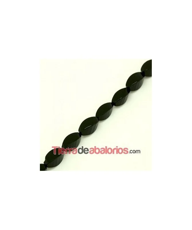 Agata Twist 16x8mm Agujero 1mm Negra