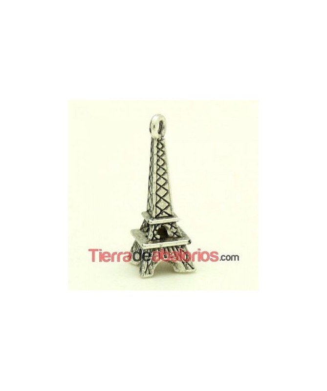 Colgante Torre Eiffel 23x8mm con Anilla, Plateado