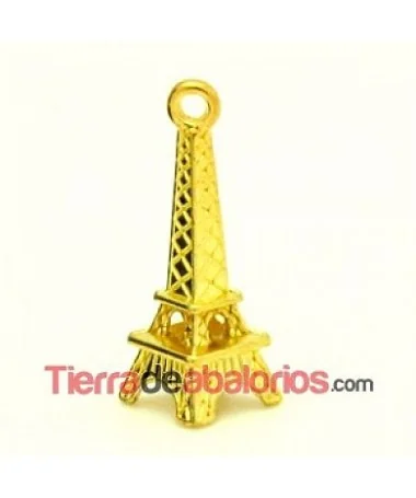 Colgante Torre Eiffel 23x8mm con Anilla, Dorada Colgante Torre Eiffel 23x8mm con Anilla, Dorada