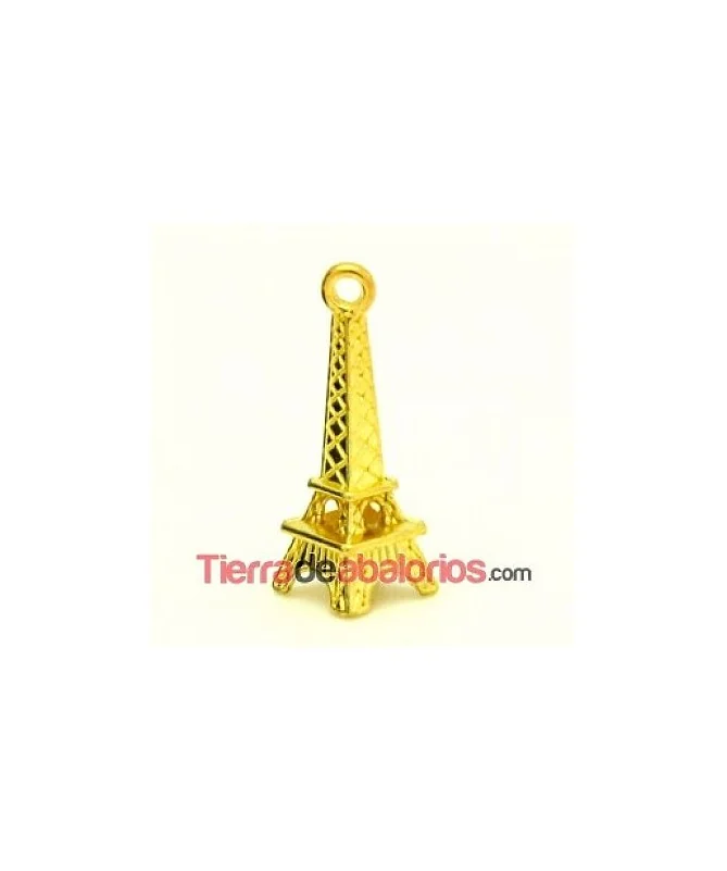 Colgante Torre Eiffel 23x8mm con Anilla, Dorada