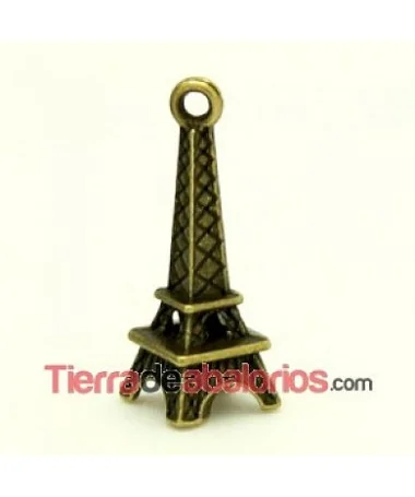 Colgante Torre Eiffel 23x8mm con Anilla, Oro Viejo