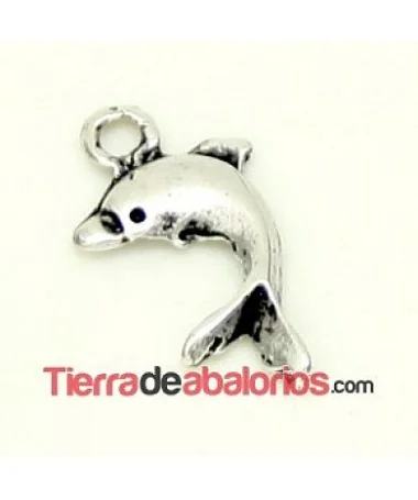 Colgante Delfin 18x8mm, Plateado