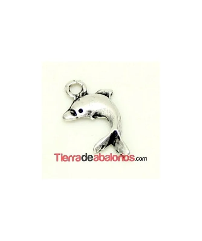 Colgante Delfin 18x8mm, Plateado