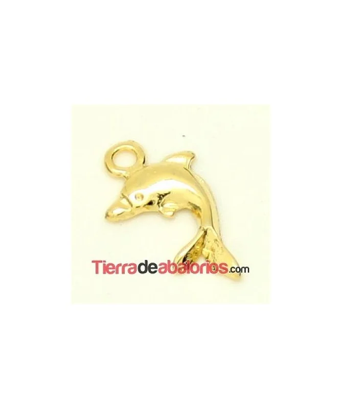 Colgante Delfin 18x8mm, Dorado