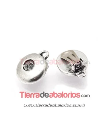 Pendiente de Clip 15mm para Chatón SS29 con Anilla, Plateado