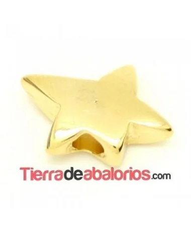 Entrepieza Estrella Lisa 14x19mm Agujero 3,5mm, Dorada. Entrepieza Estrella Lisa 14x19mm Agujero 3,5mm, Dorada.