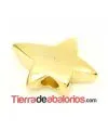 Entrepieza Estrella Lisa 14x19mm Agujero 3,5mm, Dorada.