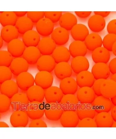 Perla de Cristal Checo 6mm Naranja Neón Perla de Cristal Checo 6mm Naranja Neón