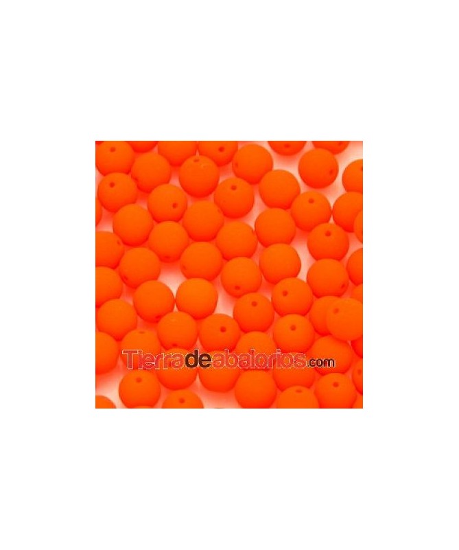Perla de Cristal Checo 6mm Naranja Neón