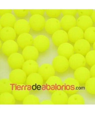 Perla de Cristal Checo 6mm Amarillo Neón