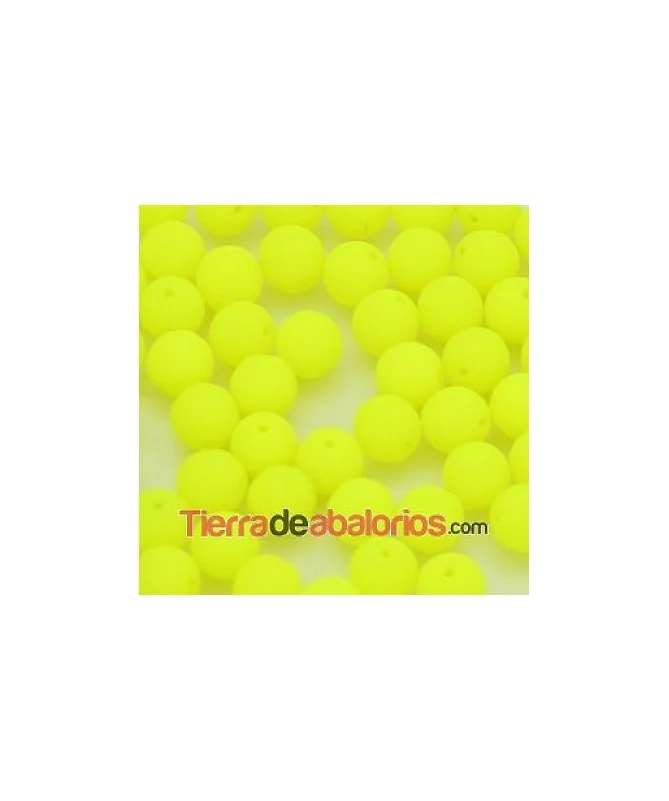 Perla de Cristal Checo 6mm Amarillo Neón