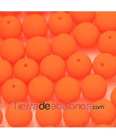 Perla de Cristal Checo 8mm Naranja Neón Perla de Cristal Checo 8mm Naranja Neón