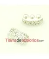 Entrepieza 25x11mm de 3 Agujeros 3mm con Strass, Plateada