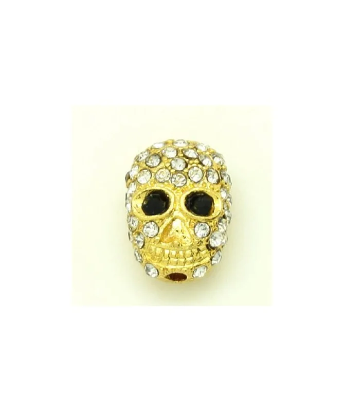 Calavera 17x12mm Agujero 1,5mm con Strass, Dorada