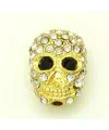 Calavera 17x12mm Agujero 1,5mm con Strass, Dorada