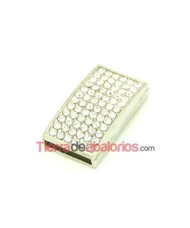 Entrepieza 36x20mm Agujero 18x3mm con Strass, Plateada Entrepieza 36x20mm Agujero 18x3mm con Strass, Plateada