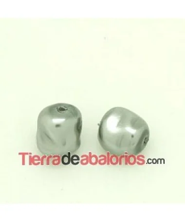 Perla Barroca Irregular de Cristal Checo 12x11mm, Gris Perla Barroca Irregular de Cristal Checo 12x11mm, Gris