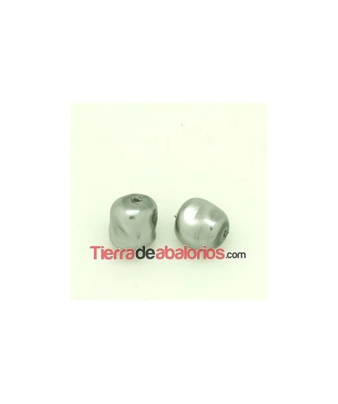 Perla Barroca Irregular de Cristal Checo 12x11mm, Gris