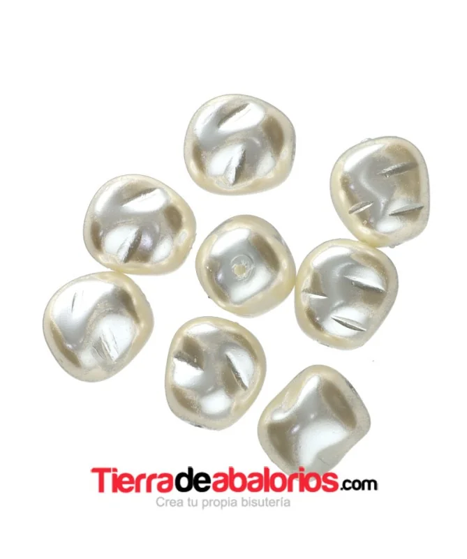 Perla Barroca Irregular de Cristal Checo 12x11mm, Blanca