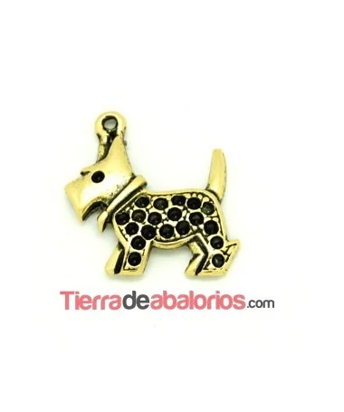 Colgante Perro de 22x25mm con Anilla, Oro Viejo