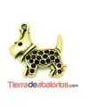 Colgante Perro de 22x25mm con Anilla, Oro Viejo