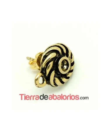 Pendiente Redondo 13mm Para Chaton PP30, Oro Viejo
