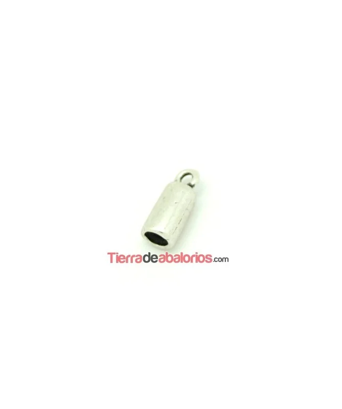 Terminal Tubo de 15x6mm Agujero 4mm con Anilla, Plateado