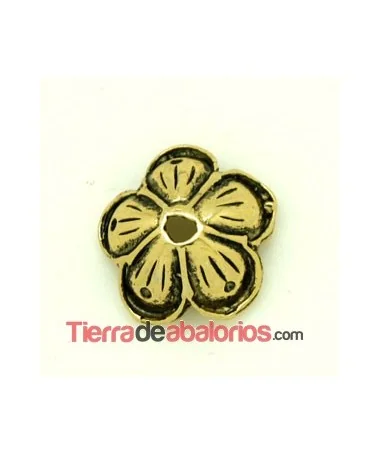 Casquilla Flor 16mm Agujero 2mm Oro Viejo