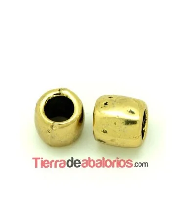 Tubo Canutillo Liso de 11x11mm Agujero 6mm Dorado