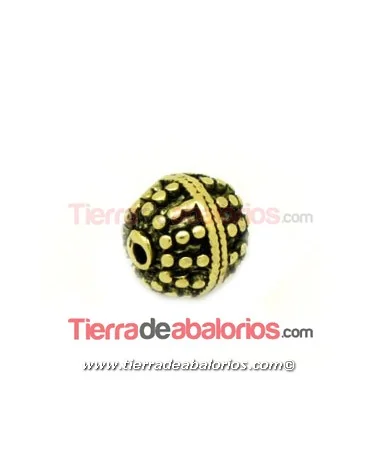 Bola con Puntitos 11x10mm Agujero 1,8mm, Oro Viejo